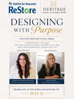 We’re excited to welcome interior designer and HSID alumna Anjali Miller to the Portland ReStore next week for our Designing with Purpose Featured Designer Styling Series!

Filming July 21 - stay tuned for the reveal! ✨