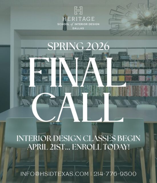 Our Spring 2026 term is almost here… are you in? 🥂✨

Classes kick off April 21st, and spots are filling fast. Don’t miss your chance to start your career in interior design. 🥳

Visit the link in our bio to schedule a tour today! 💚